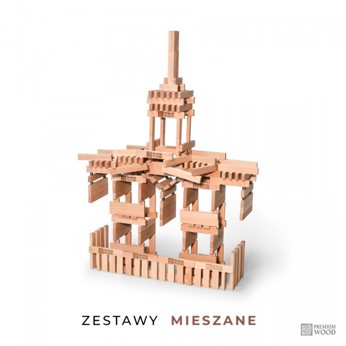 Domek z drewnianych klocków konstrukcyjnych magnetycznych Premium Wood